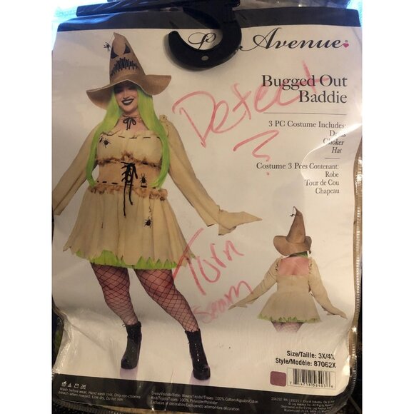 NEW Bugged Out Baddie Womens Plus SZ 3X/4X Costume Halloween MSRP $71 Torn Seam - Picture 1 of 2